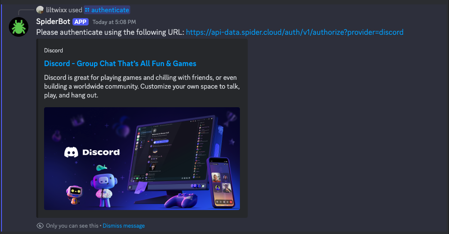 Discord authentication example