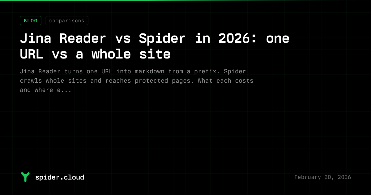 Spider Reader Spider Blog - Spider vs. Jina Reader: Full Crawling vs. URL-to-Markdown
